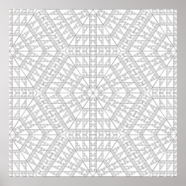 Poster Intricate Triangle Mosaic Mandala Pattern Design (Frente)