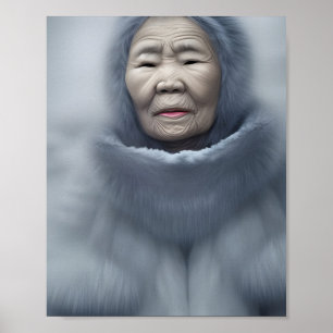Poster Inuit Elder of Snow and Mist Digital Art Retrato