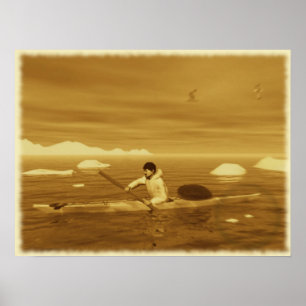 Póster Inuit Kayak