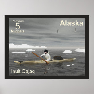 Poster Inuit Kayak - Postage do Alasca