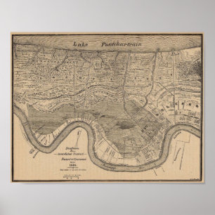 Poster Inundação nova de Oleans 1849 do mapa