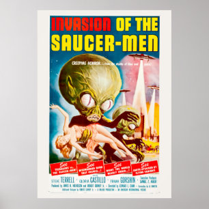 Poster Invasão Do Filme De Horror Sci-Fi Para Homens-Sauc