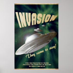 Póster Invasão do UFO - cartaz cinematográfico do vinta