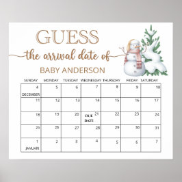 Poster Inverno adivinha calendário de data de vencimento
