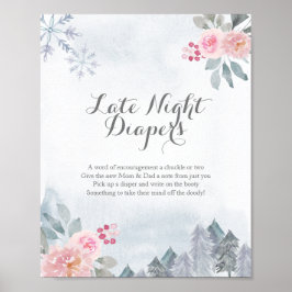 Poster Inverno Cor-de-rosa Floral Fralda