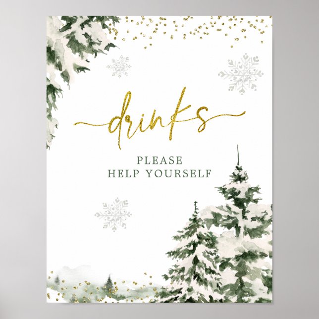 Poster Inverno da Floresta de Onederland Primeiro Bebidas (Frente)