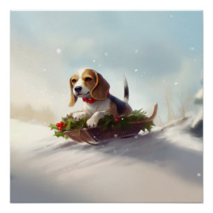 Póster Inverno da neve do Natal da Beagle