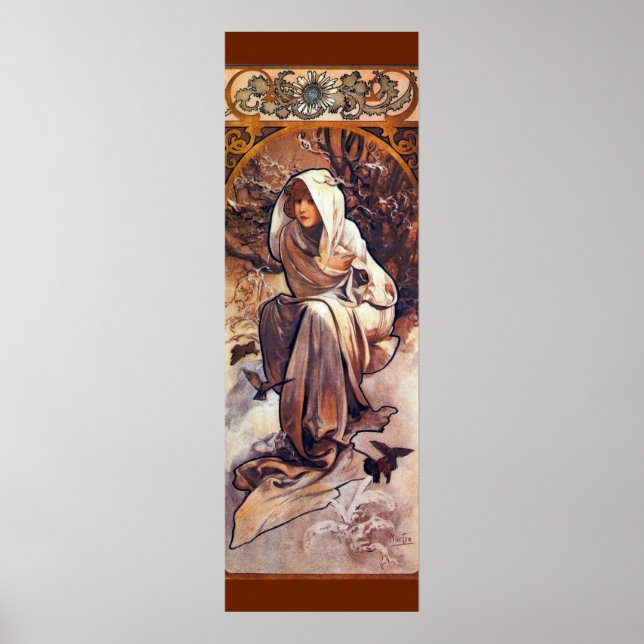 Poster Inverno de Alfons Mucha (Frente)