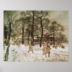 Póster Inverno de Arthur Rackham em jardins de
