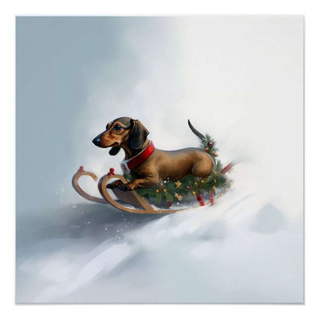 Póster Inverno de neve de Natal Dachshund (Frente)