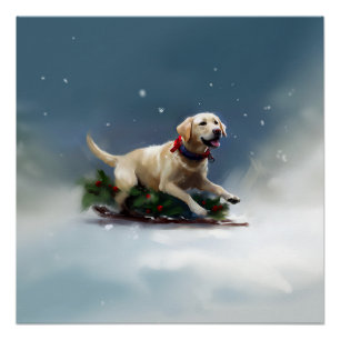 Póster Inverno de neve de Natal Labrador