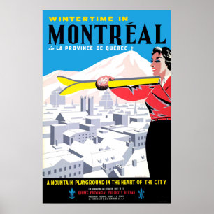 Poster Inverno em Montreal, mulher com equipamento do