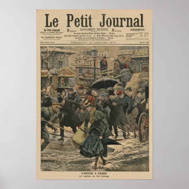 Póster Inverno em Paris caminhando na lama (Frente)