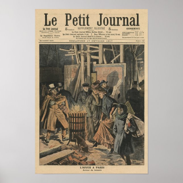Póster Inverno em Paris, perto do braseiro (Frente)
