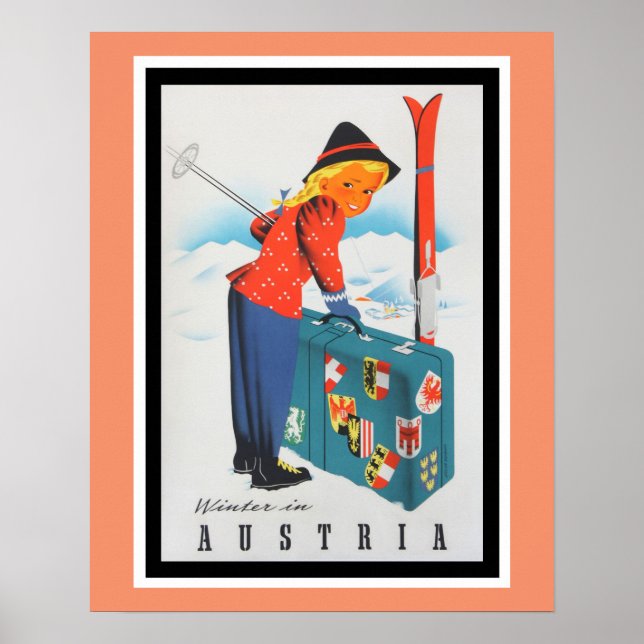 Poster Inverno na Áustria Viagens vintage (Frente)