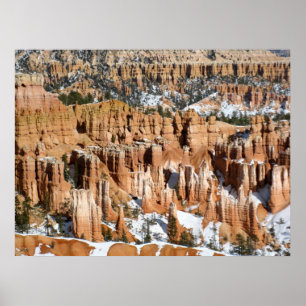Póster Inverno na garganta de Bryce, ponto do por do sol,