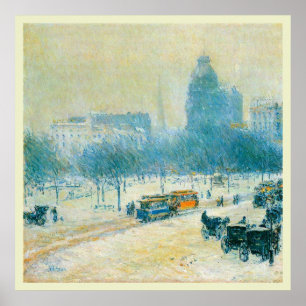 Póster Inverno na Union Square por Frederick Childe Hassa