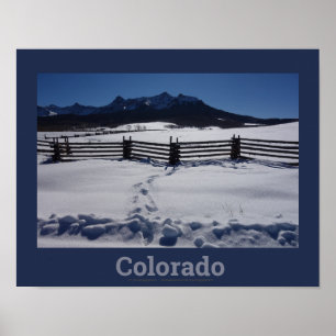 Poster Inverno no Colorado com Cerca Rústica Cordilheira