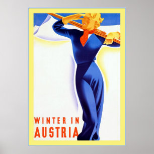 Poster Inverno no viagem do ~Vintage de Áustria