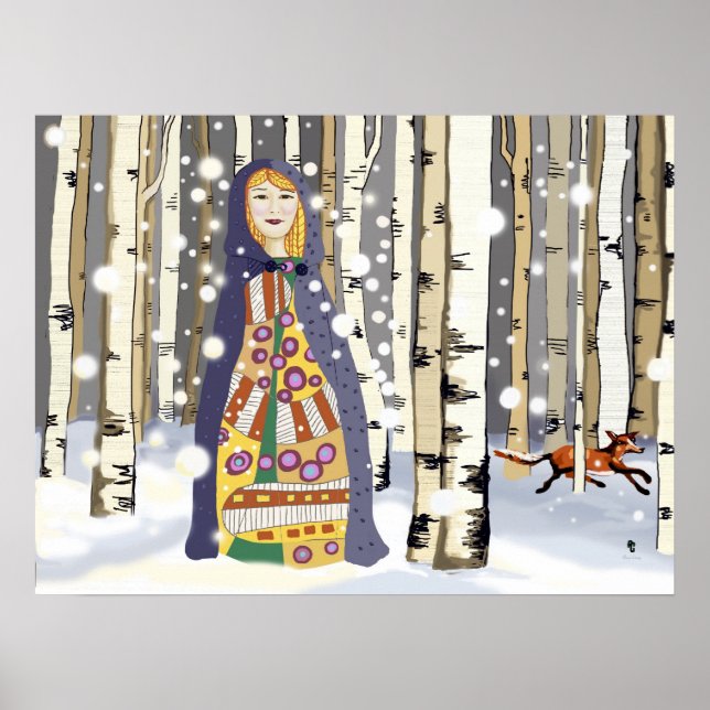 Póster Inverno nos bosques de bétula (Frente)