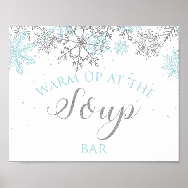 Poster Inverno Onederland Bar de Sopa Azul e Prata (Frente)