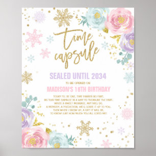 Poster Inverno ONEderland Horário Cápsula Rosa E Dourad