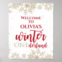 Inverno Onederland Vermelho 1º Aniversário Dourado