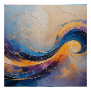 Póster Invertendo ondas de energia de Abstrato cósmico em