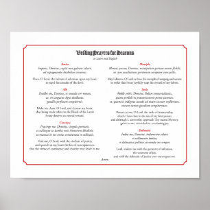 Poster Investindo orações para diáconos em Latin e em