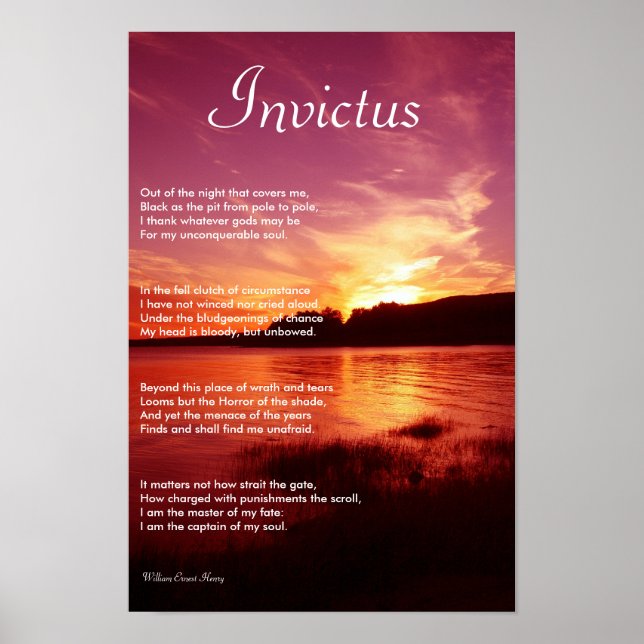 Póster Invictus ~ Poem Inspiracional (Frente)