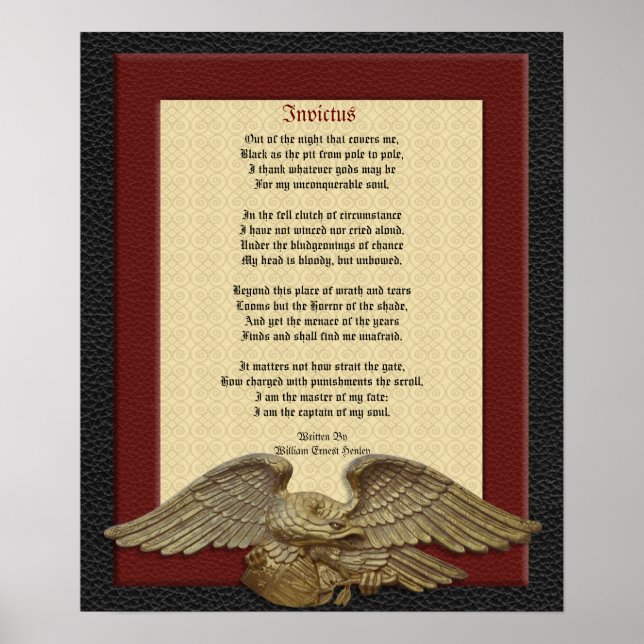 Poster Invictus, poem leather with eagle (Frente)