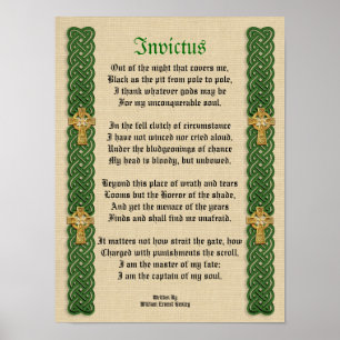 Poster Invictus, poema vitoriano Nódulos Celticos e Cruza