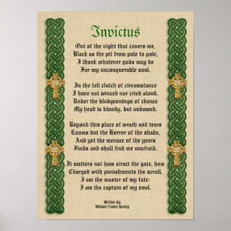 Poster Invictus, poema vitoriano Nódulos Celticos e Cruza