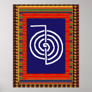 Poster Ioga da ARTE cura do símbolo de REIKI:  o cadeau