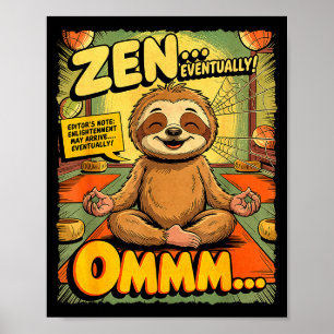 Poster Ioga de Preguiça Vintage Engraçado Cômico Retro Me