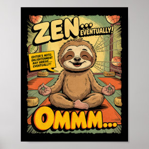 Poster Ioga de Preguiça Vintage Engraçado Cômico Retro Me