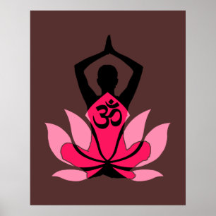 Póster Ioga espiritual da flor de OM Namaste Lotus no