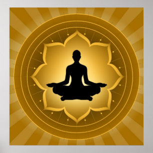 Poster Ioga - meditação no fundo de Lotus