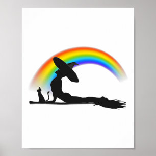 Poster Ioga Orgulho LGBT Bruxa Hippie Arco-íris Halloween