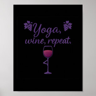 Poster Ioga Vinho Repita Cálice de Vinho Postura da Árvor