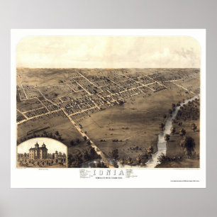 Póster Ionia, mapa panorâmico do MI - 1868