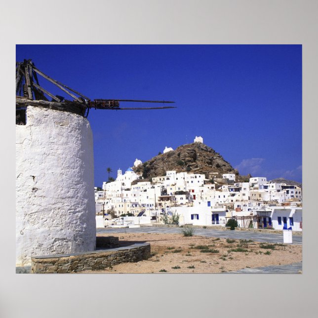 Póster Ios, Grécia. Bela e crocante, branca e (Frente)