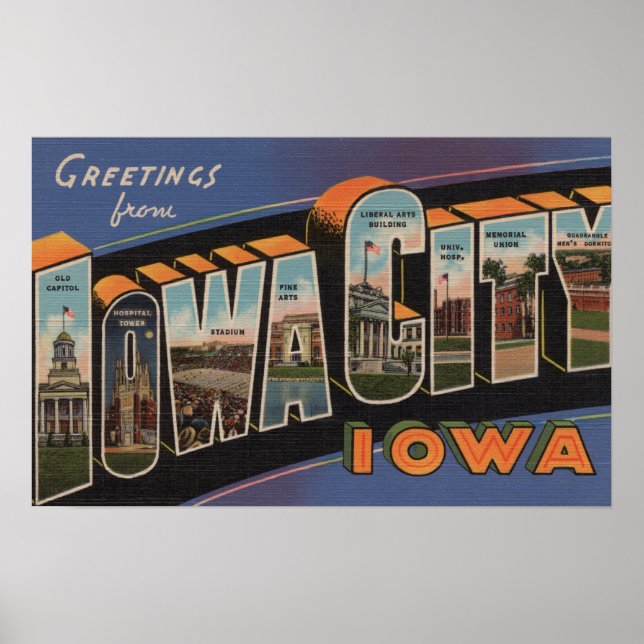 Poster Iowa City, Iowa - Grandes Cenas de Letra (Frente)