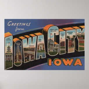 Poster Iowa City, Iowa - Large Letter Scenes