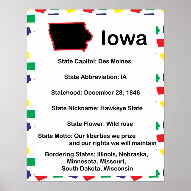 Póster Iowa Information Educational EUA State (Frente)
