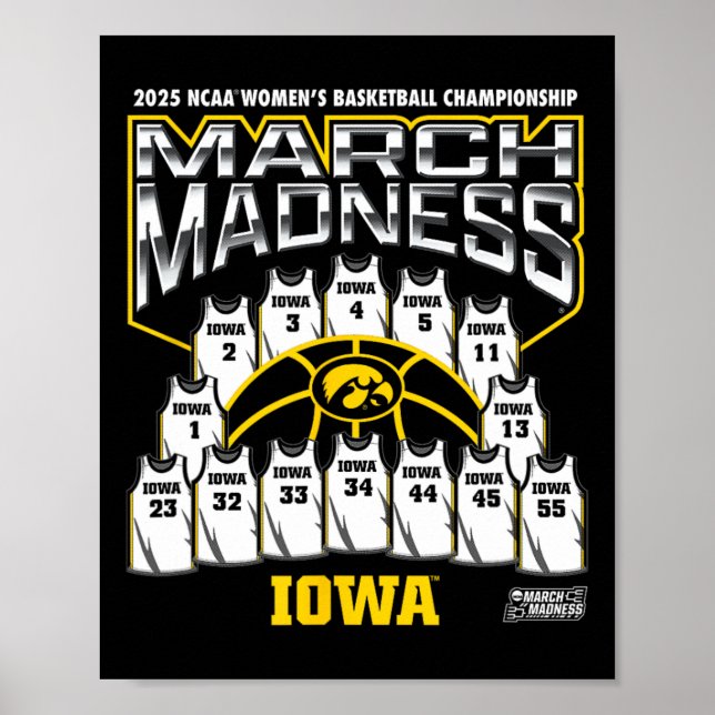 Poster Iowa March Madness 2025 Women's Sketll Nil  (Frente)
