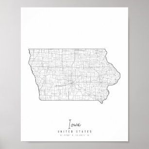 Poster Iowa Minimal Street Map