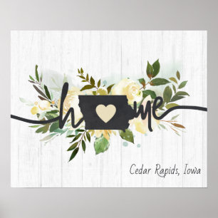 Poster Iowa State Personalizado Sua Cidade Natal Rustic C