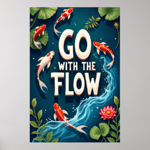 Poster Ir Com A Arte De Texto De Fluxo