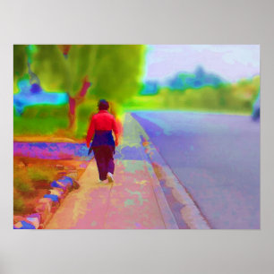 Póster Ir para uma pintura da caminhada